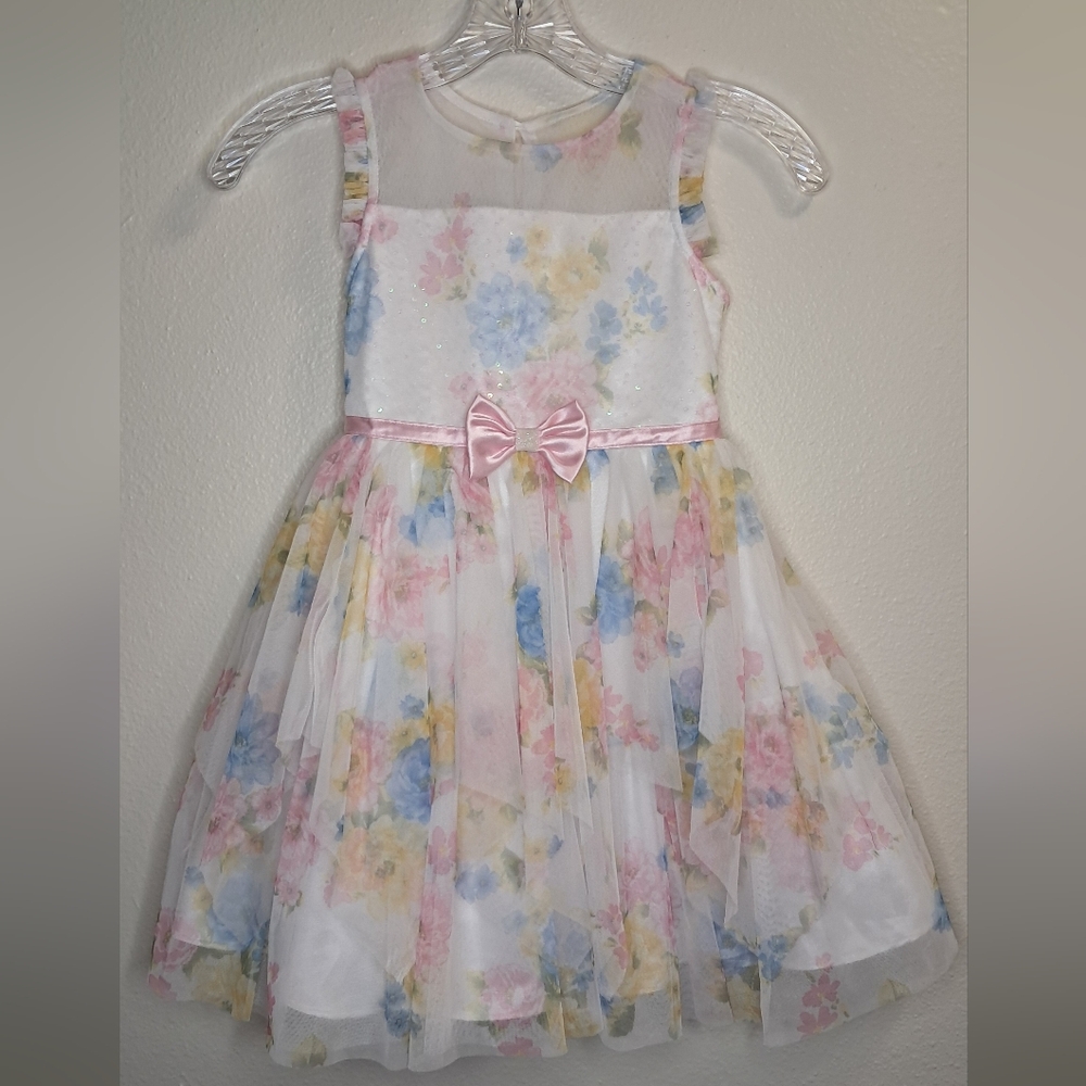 Jona Michelle Pastel Floral Dress with Pink Accent